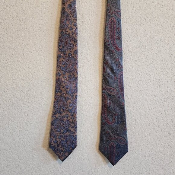 SET OF 2 Christian Dior Monsieur Floral Paisley Silky Career Businss Formal Ties - Picture 2 of 6